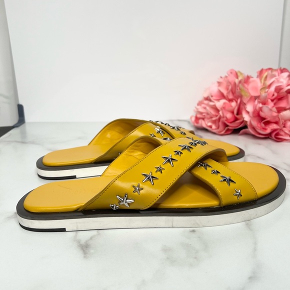 ❗️NWOT❗️JIMMY CHOO PALMO STAR STUDDED LEATHER SLIDES main image 9